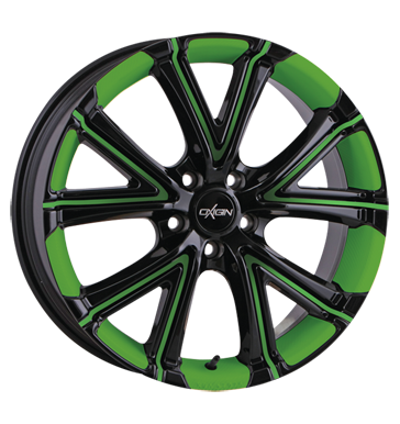 Rim 7.5x17 4x100 ET38 Oxigin 15 Vtwo foil green Felgenbett u. Speichen